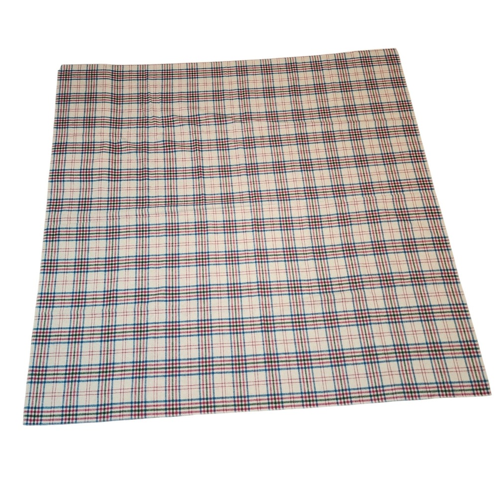 Woolrich Vintage Plaid Wool Blanket Cream Blue Green Red Made in USA 60x59
